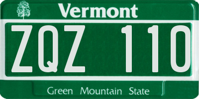 VT license plate ZQZ110