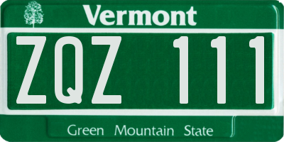 VT license plate ZQZ111