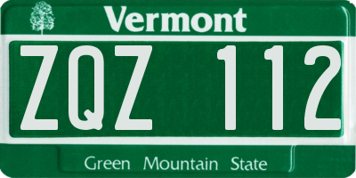 VT license plate ZQZ112