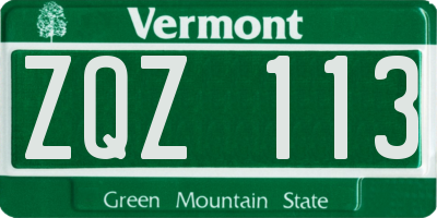 VT license plate ZQZ113