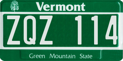 VT license plate ZQZ114