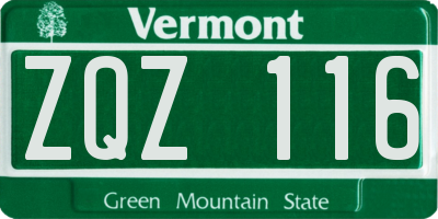 VT license plate ZQZ116