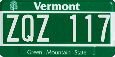 VT license plate ZQZ117