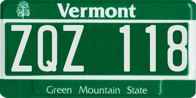 VT license plate ZQZ118