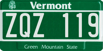 VT license plate ZQZ119