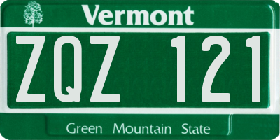 VT license plate ZQZ121