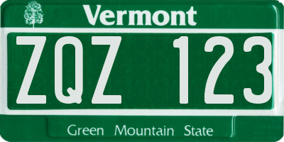 VT license plate ZQZ123