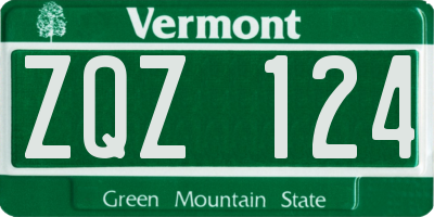 VT license plate ZQZ124