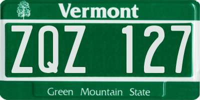 VT license plate ZQZ127