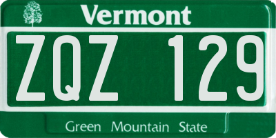 VT license plate ZQZ129