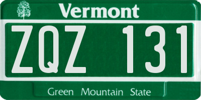 VT license plate ZQZ131