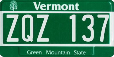 VT license plate ZQZ137
