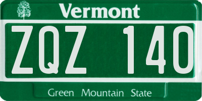 VT license plate ZQZ140