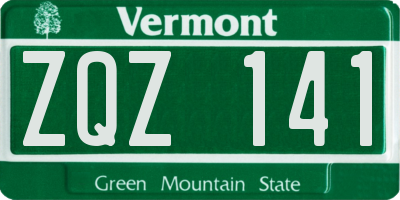 VT license plate ZQZ141