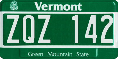 VT license plate ZQZ142
