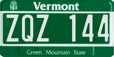 VT license plate ZQZ144