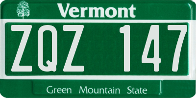 VT license plate ZQZ147