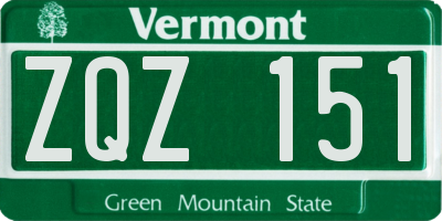 VT license plate ZQZ151