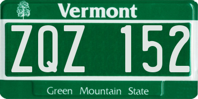 VT license plate ZQZ152