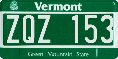 VT license plate ZQZ153