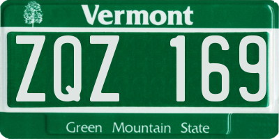 VT license plate ZQZ169