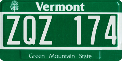 VT license plate ZQZ174