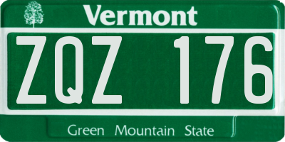 VT license plate ZQZ176