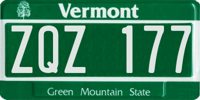 VT license plate ZQZ177