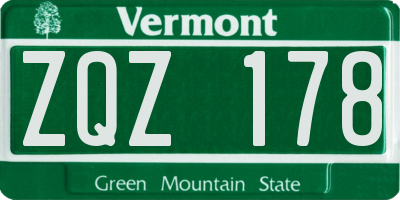 VT license plate ZQZ178