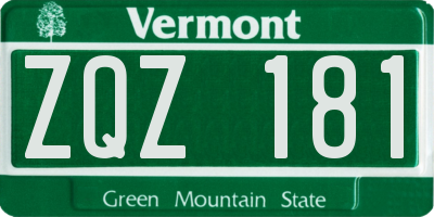 VT license plate ZQZ181