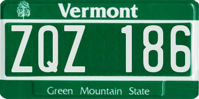VT license plate ZQZ186