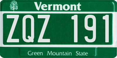 VT license plate ZQZ191