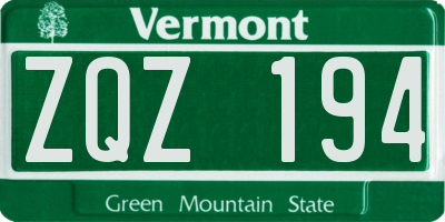 VT license plate ZQZ194