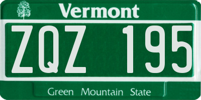 VT license plate ZQZ195