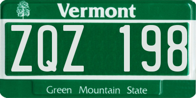 VT license plate ZQZ198