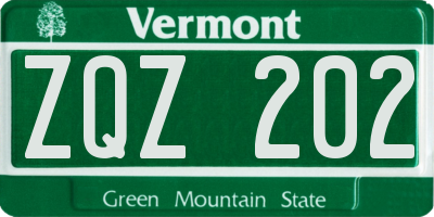 VT license plate ZQZ202