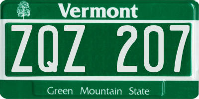 VT license plate ZQZ207