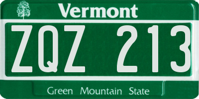 VT license plate ZQZ213