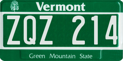 VT license plate ZQZ214