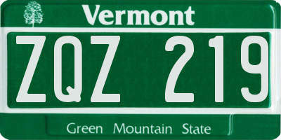 VT license plate ZQZ219