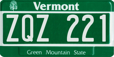 VT license plate ZQZ221