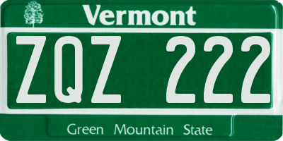 VT license plate ZQZ222