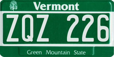 VT license plate ZQZ226