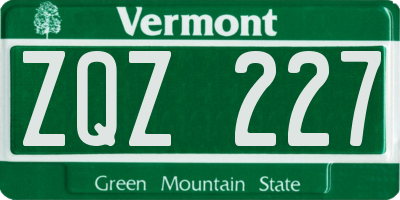 VT license plate ZQZ227