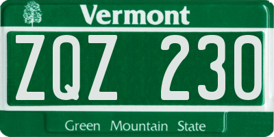 VT license plate ZQZ230