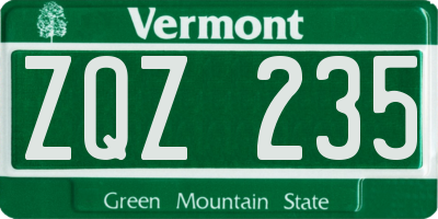 VT license plate ZQZ235