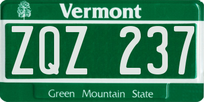 VT license plate ZQZ237