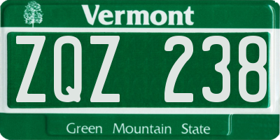 VT license plate ZQZ238