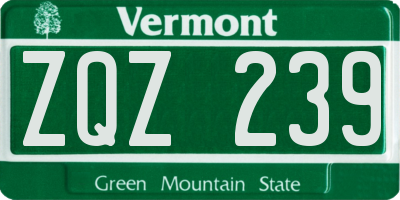 VT license plate ZQZ239