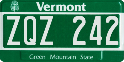 VT license plate ZQZ242